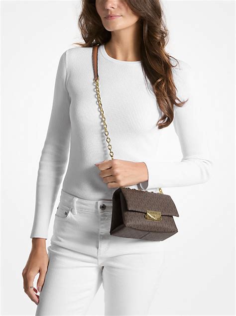 michael kors cece small leather chain messenger bag|Cece Medium Woven Leather Shoulder Bag .